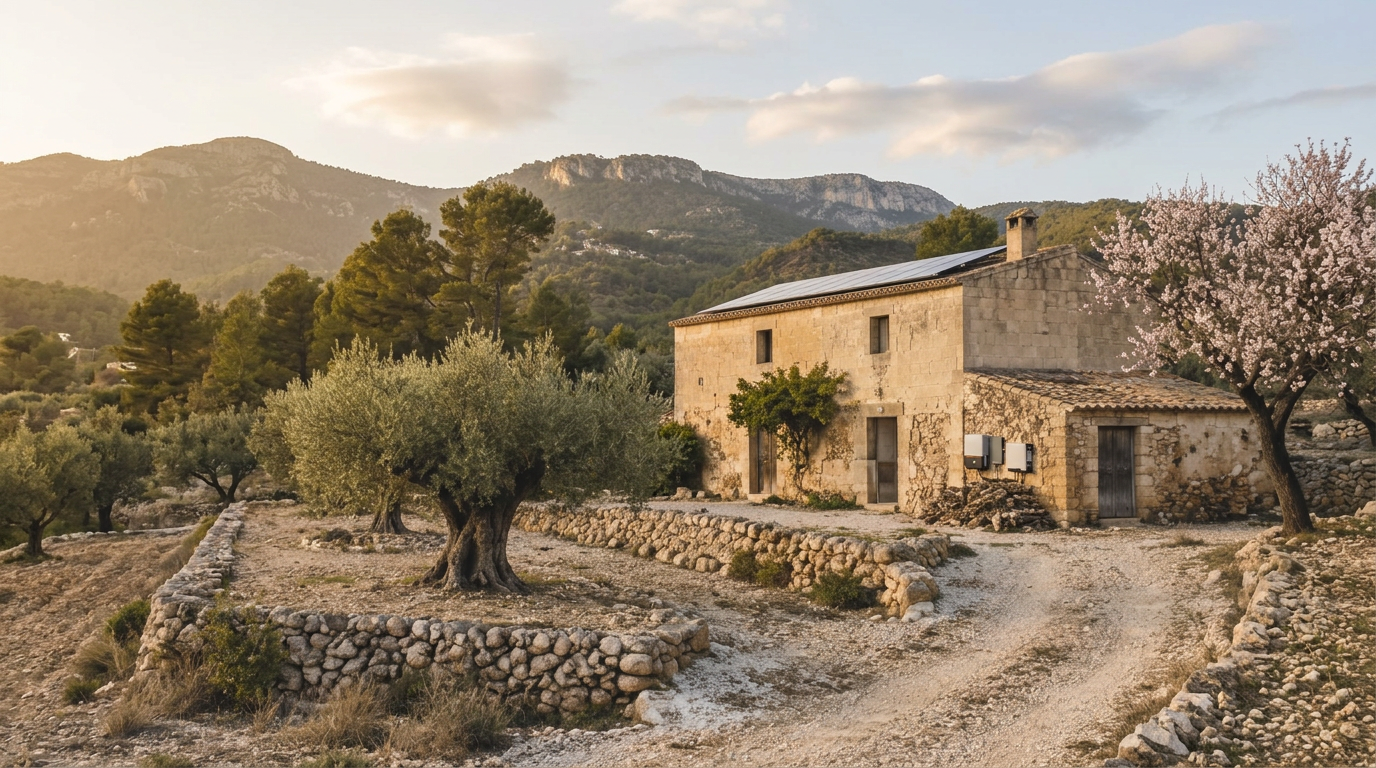 After: Benissa finca before and after external insulation, render and roof solar panels