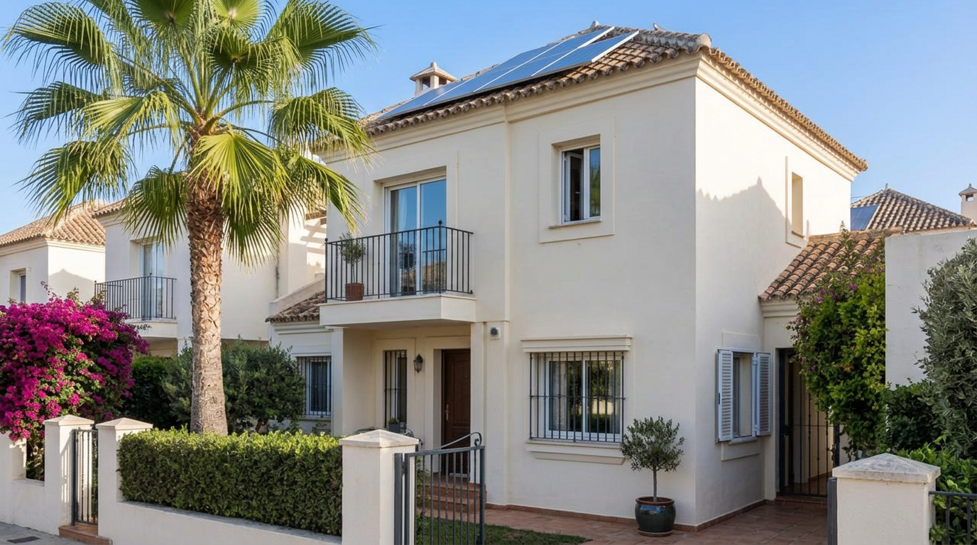 After: Estepona townhouse before and after new glazing and roof solar panels