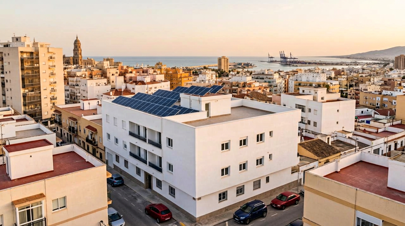 After: Málaga roof terrace before and after solar panels and a heat pump were installed
